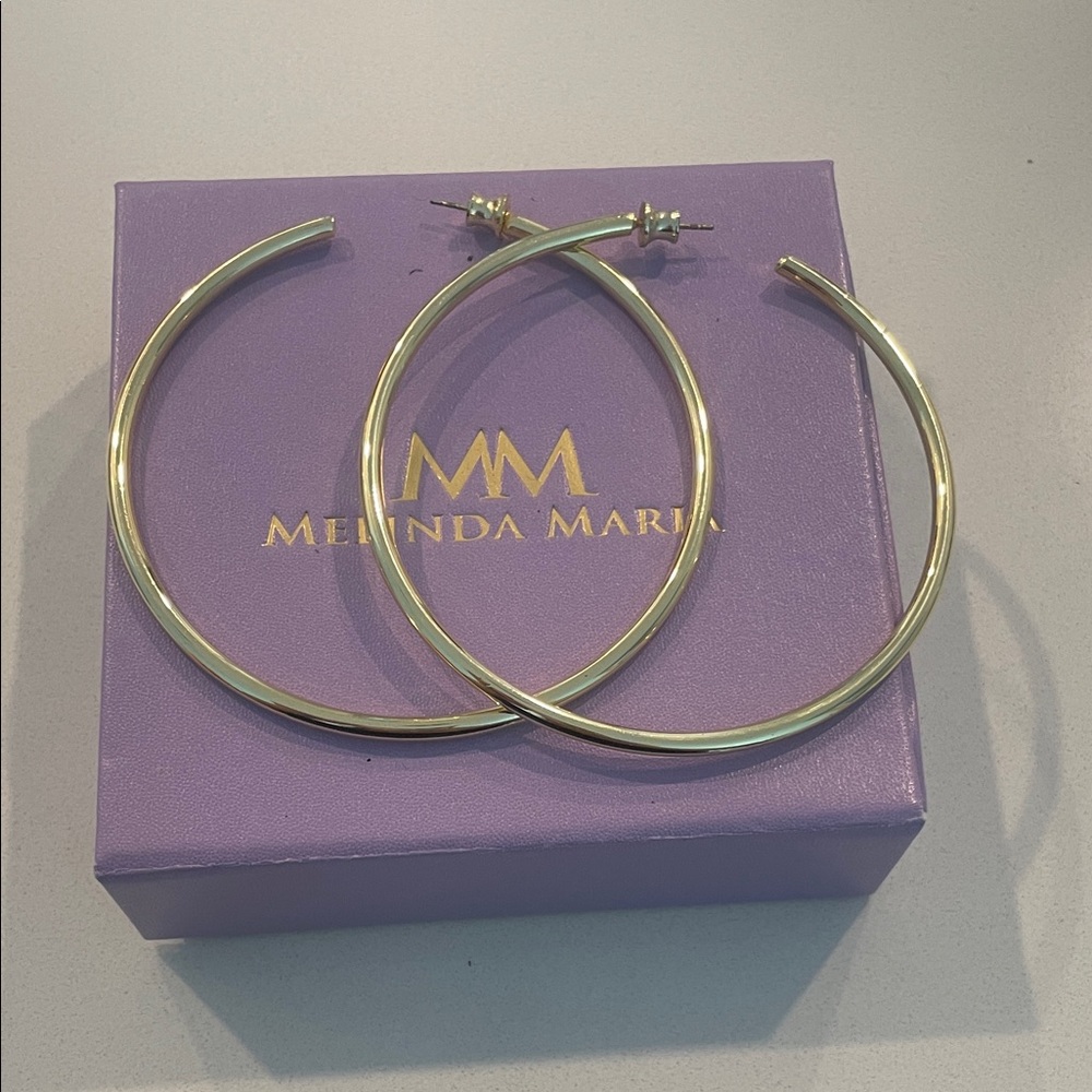 Melinda Maria Classic Gold Hoop Earrings 3”